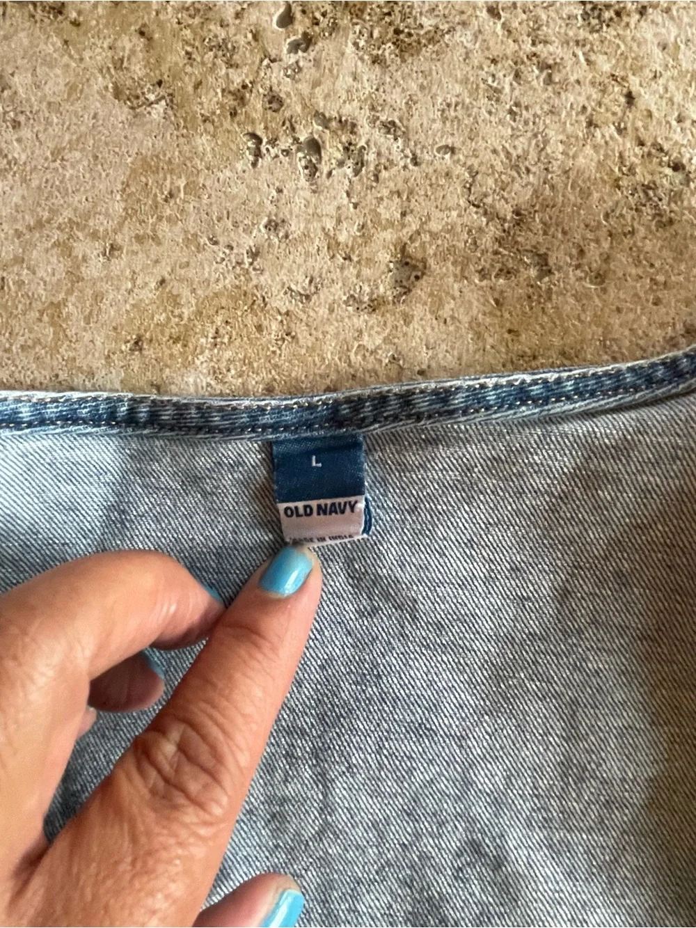 Old Navy Square-Neck Denim Top in Dark Blue